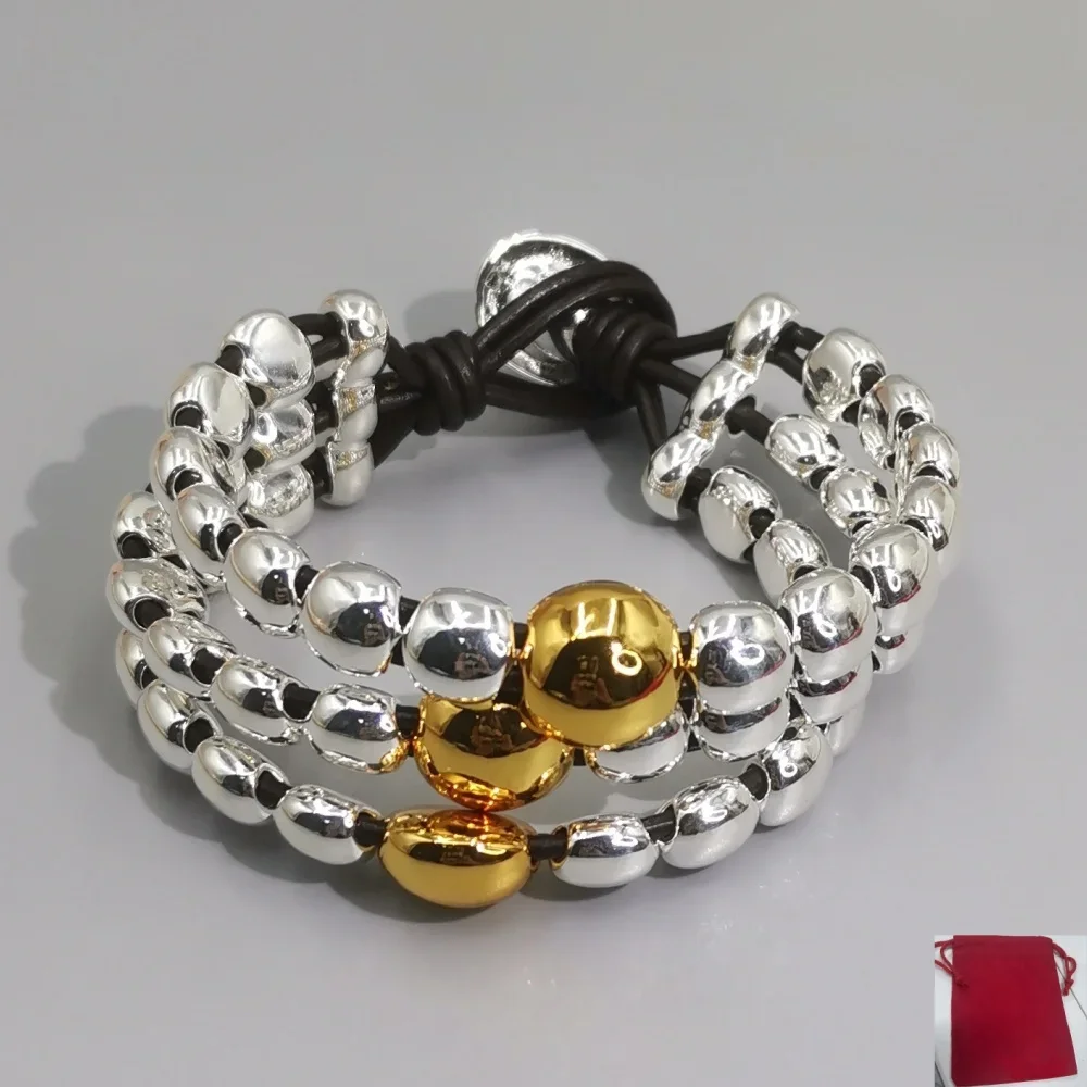 2026 Summer Unique Premium Gold Silver Multi layer Beaded Bracelet Jewelry Accessories Surprise Gift