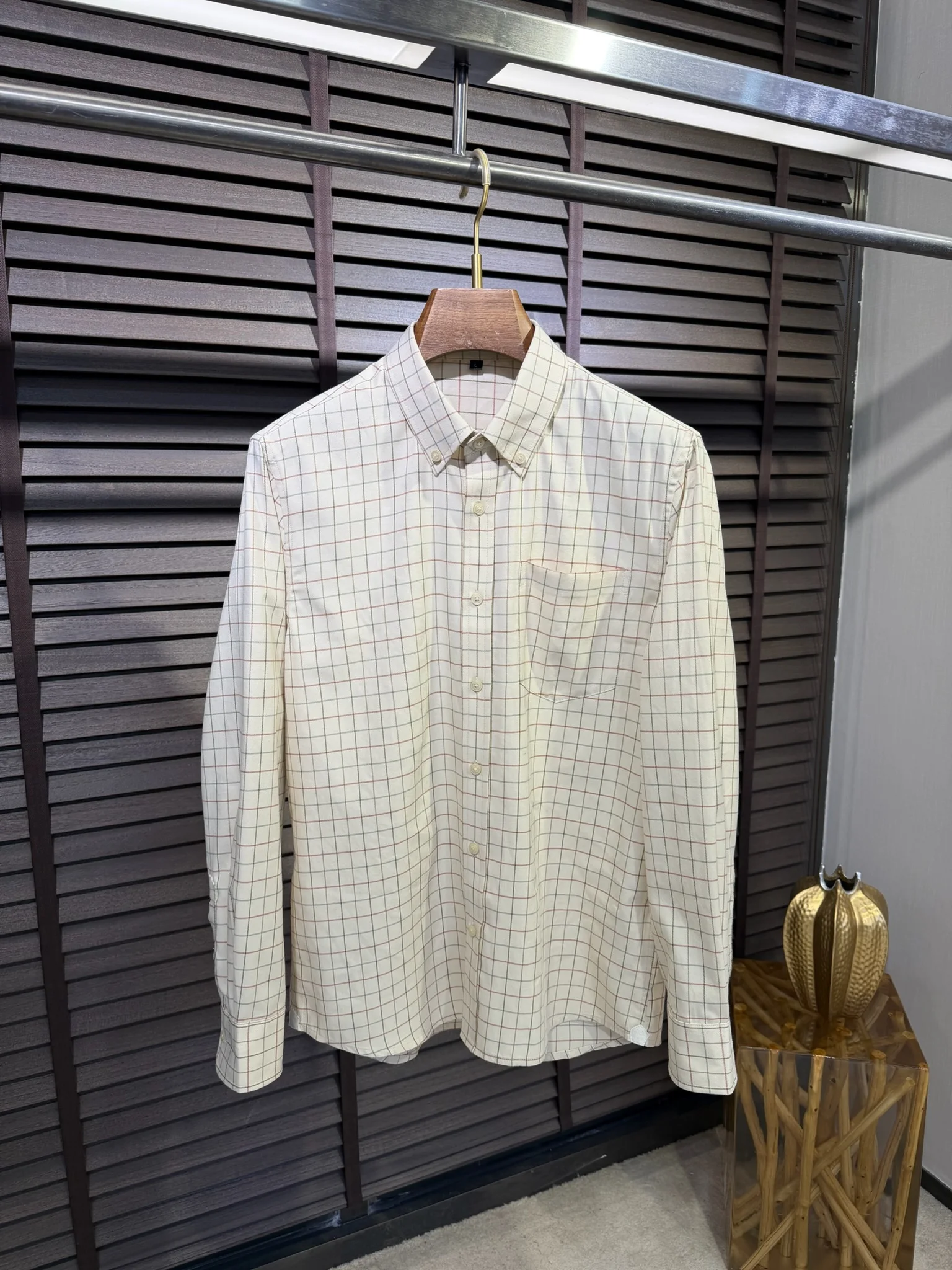 

Italian Vintage Men's Shirt Wool Cotton Blend Classic Plaid Print Versatile Long Sleeve Button-Up Standard Fit Autumn Fashion