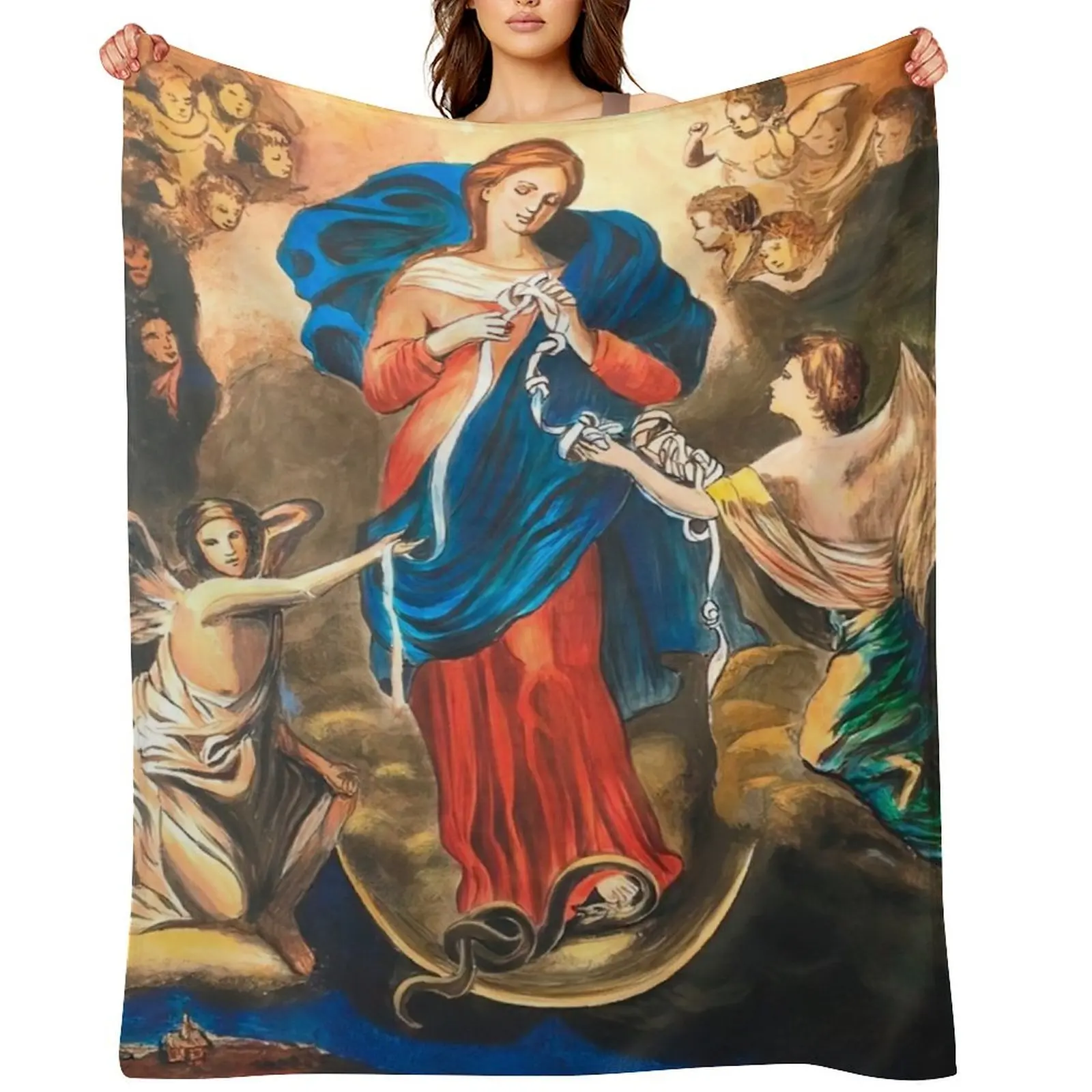 

Mary Undoer of Knots Throw Blanket Comforter Travel Sofas Thermals For Travel Blankets