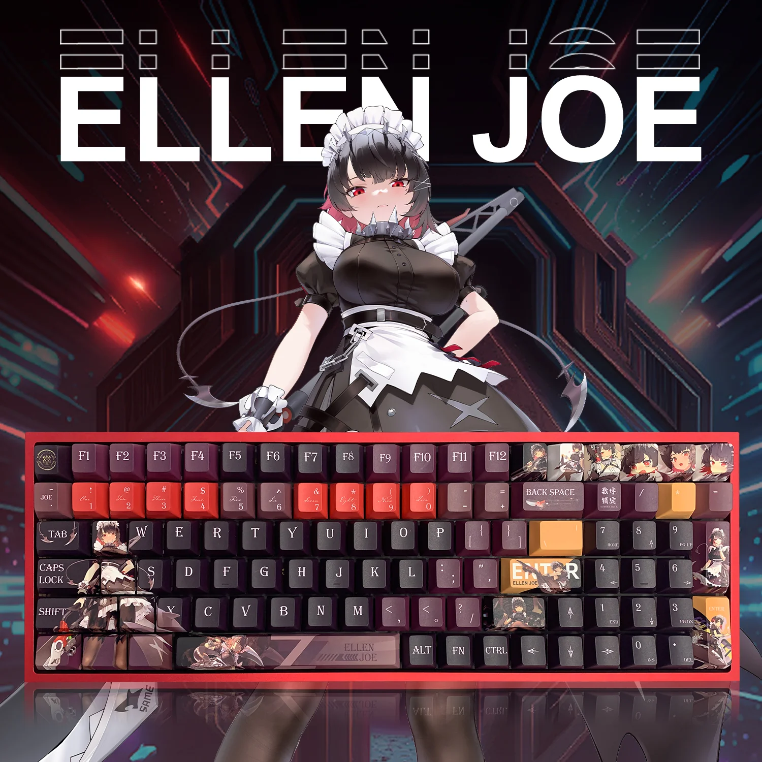 Ellen Joe Keycap Zenless Zone Zero Cartoon Cute Game Character Anime PBT Keycaps for Mechanical Keyboard Cherry Profile 139 Keys