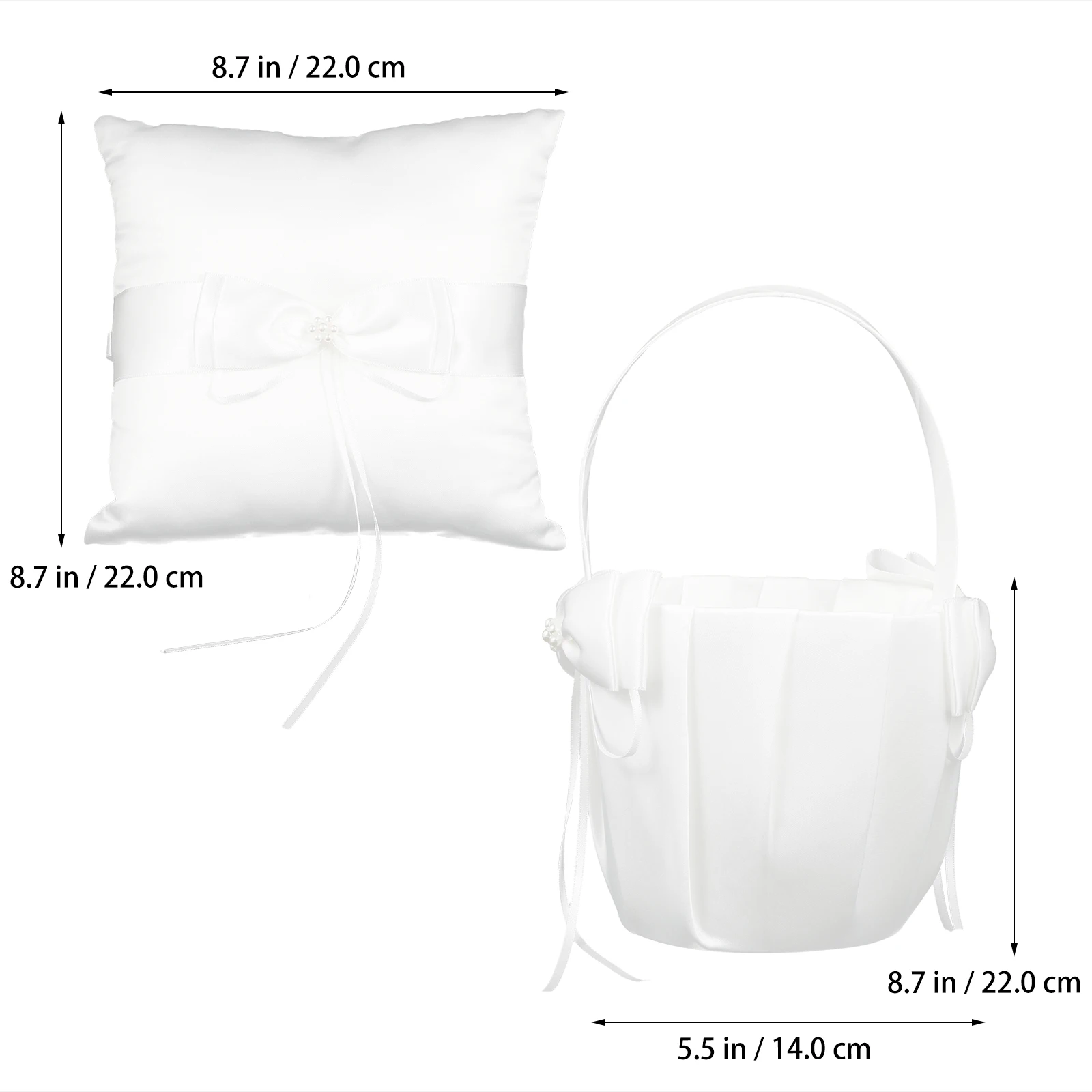 

2Pcs Lovely Wedding Ring Pillow with Decorative Flower Basket Set for Special Occasions