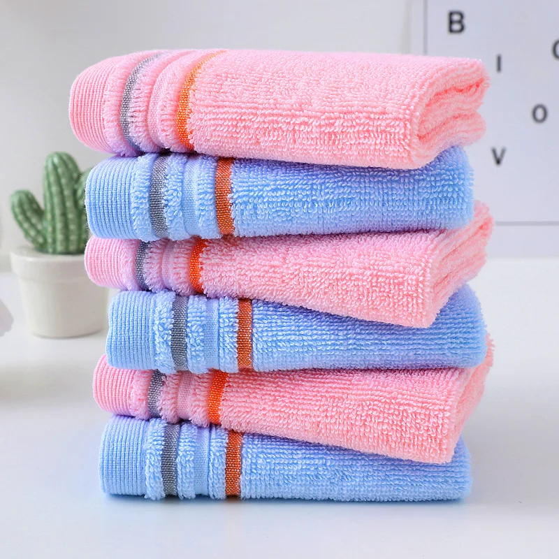 Cotton Small Square Towel Pure Plain Color Hook Children's Kindergarten Square Cloth Infants Young Children Wiping Face Towel