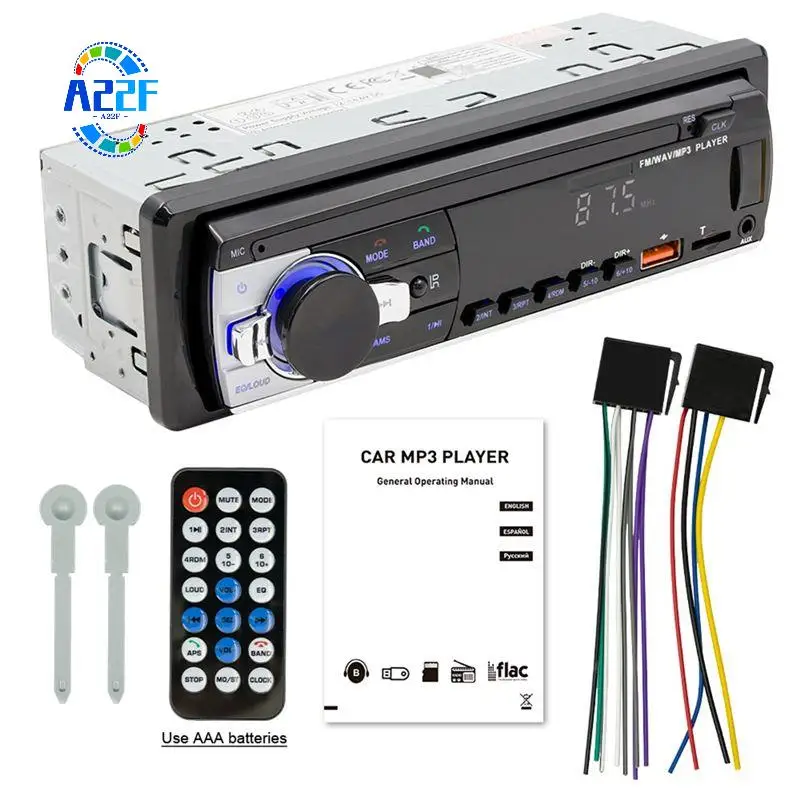 A22F-Car Radio 1 DIN Stereo Player Digital Bluetooth Car MP3 Player FM Radio Stereo Audio Music With In Dash AUX Input