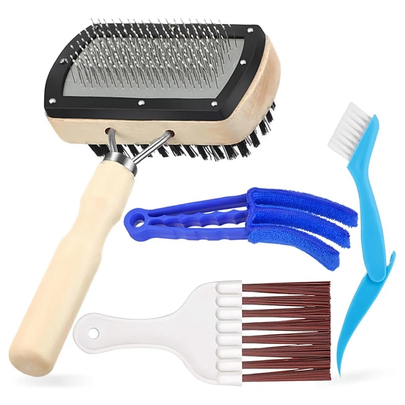 4 Piece Air Conditioner Cleaning Tool Kit, 1 Dual-Sided Condenser Coil Cleaner Brush And 3 Microfiber Cleaning Brushes