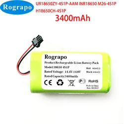 New 14.4V 3400mAh/2800mAh UR18650ZY-4S1P-AAM INR18650 M26-4S1P H18650CH-4S1P Li-ion Battery For iBoto / Polaris Vacuum Cleaner