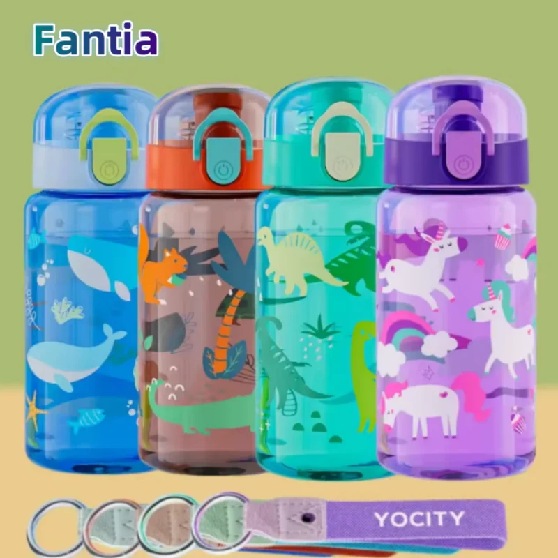 

550ML Children's Water Bottle for Summer Student Drinking Bottle Plastic Sports Water Bottle Portable Anti-fall and Leak Proof