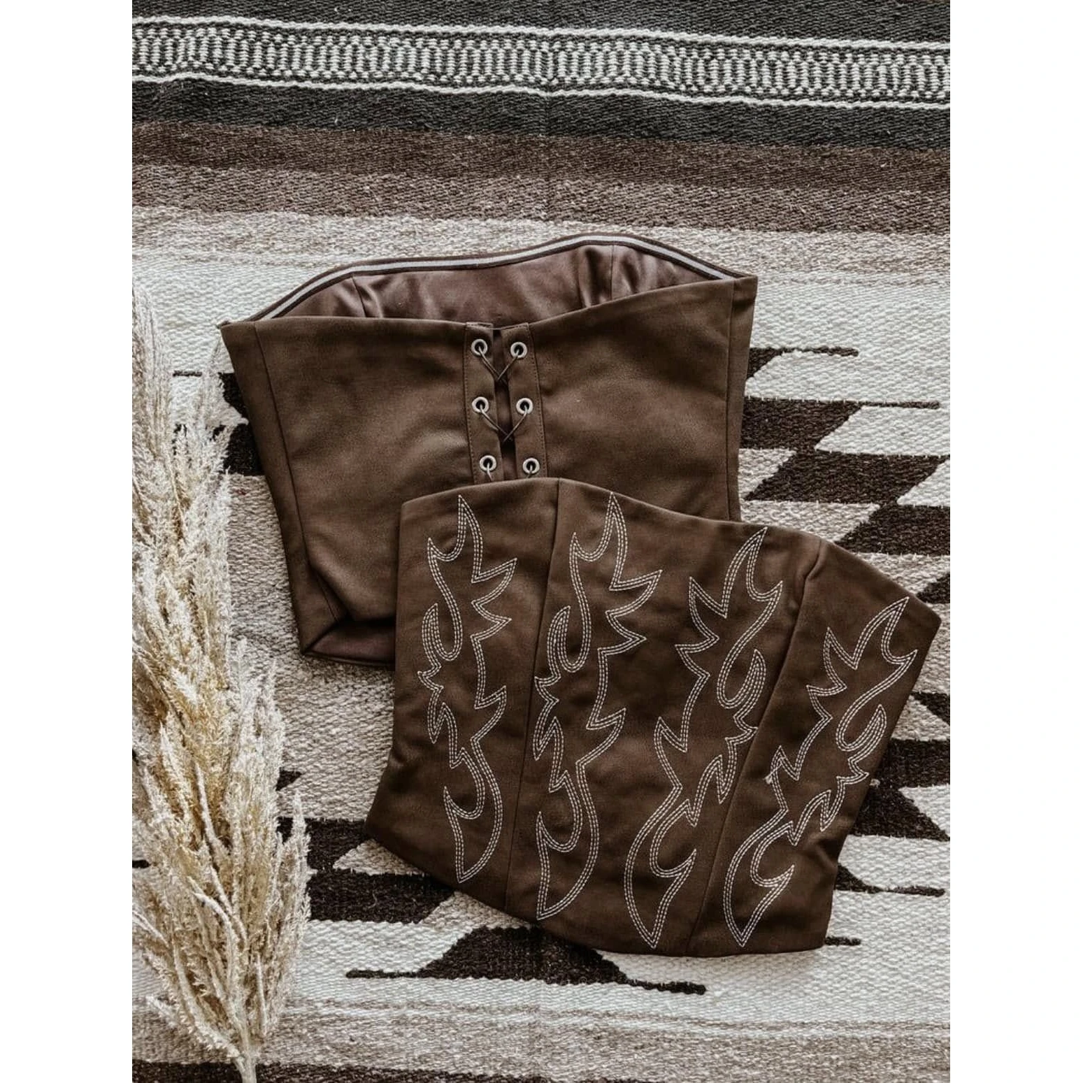 Brown Digital Print Wrap Chest Vest Top Women's Fashion 2025 Spring Seasonal Back Strap Design No Brand Populaire Print Trend