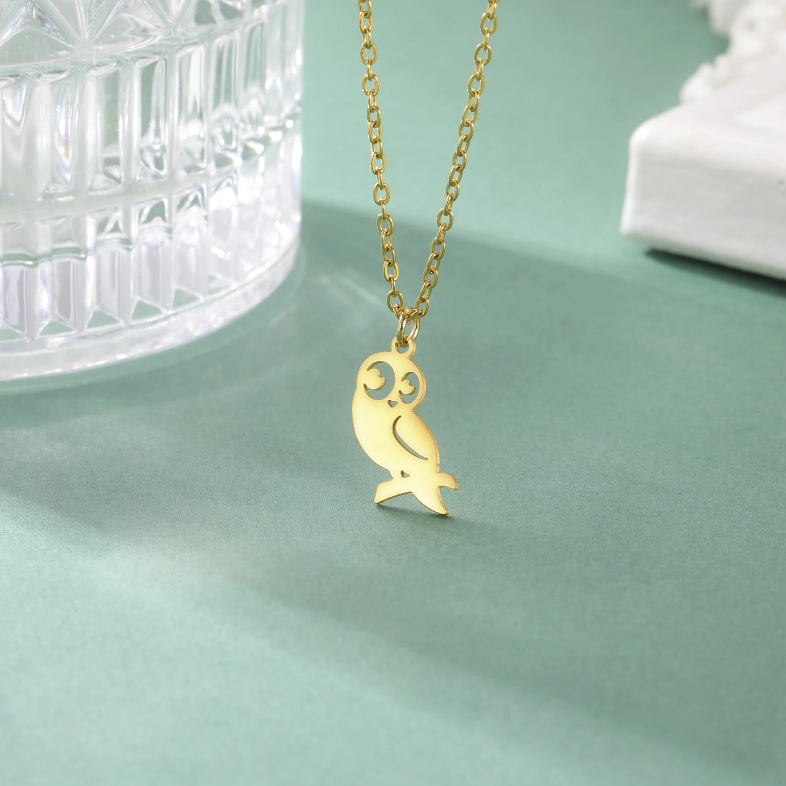 Fishhook Owl Necklace For Woman Men Supernatural Amulet Gift Gold Color Stainless Steel Chain Bird Pendant Fashion Jewelry