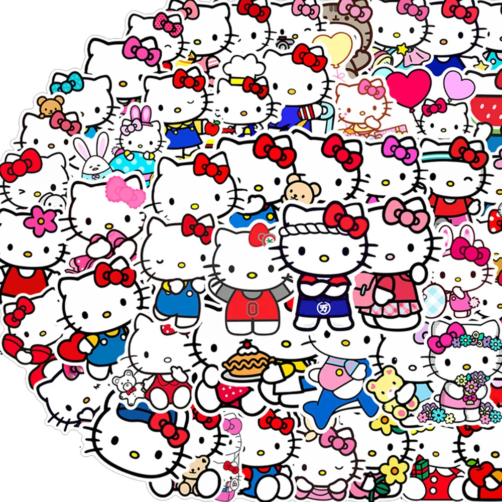 

10/30/50pcs Cartoon Hello Kitty Graffiti Stickers Motorcycle Bicycle Phone Scrapbooking Cute DIY Waterproof Sticker for Kids Toy