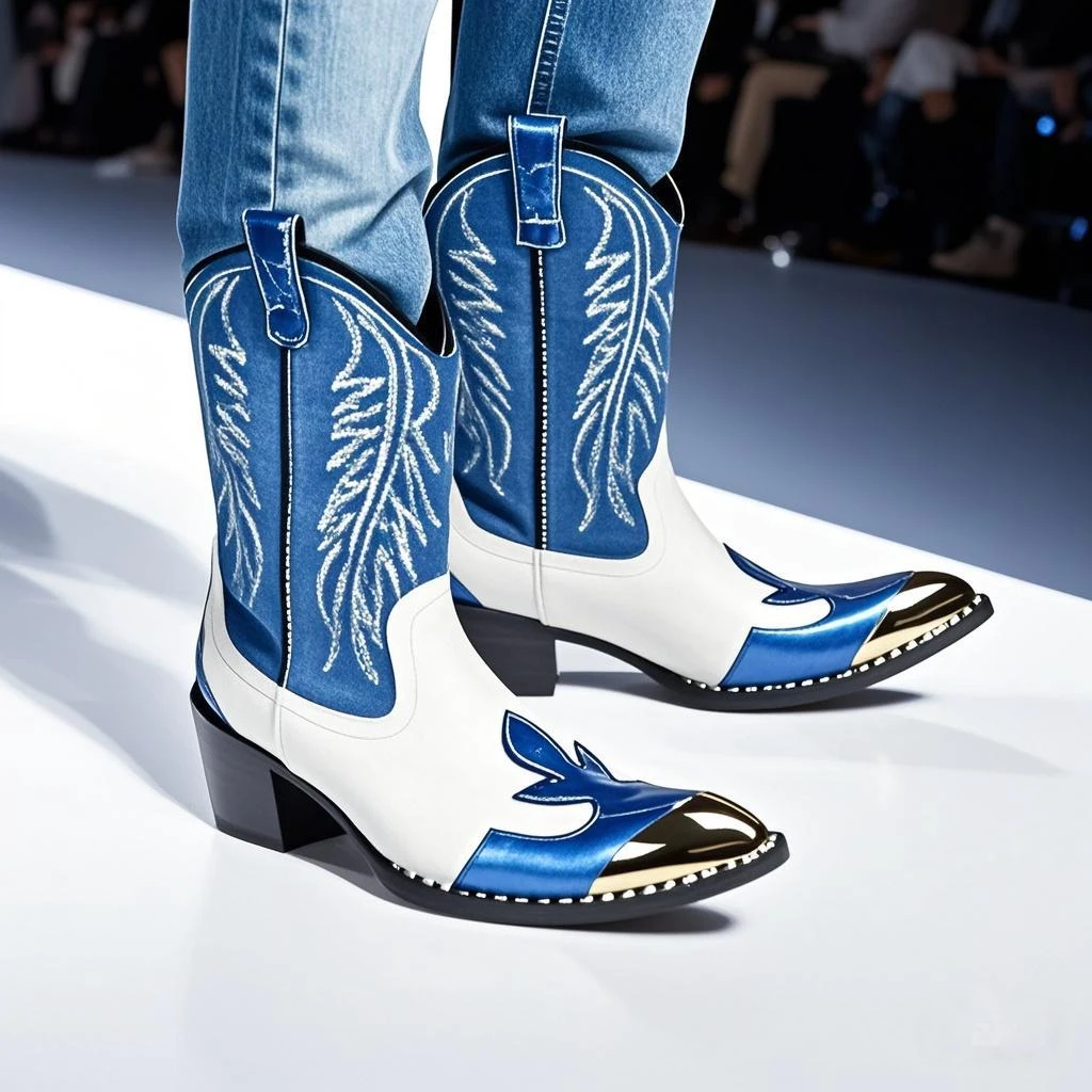 Mode Spitz Männlichen Stiefeletten Plus Größe Party Schuhe Stickerei Cowboy Stiefel Aus Echtem Leder Männer Motorrad Kurze Stiefel – Detail 36