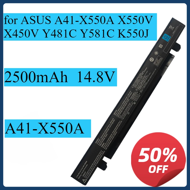 

14.8V 2500mAh A41-X550A Laptop Battery for ASUS A41-X550A X550V X450V Y481C Y581C K550J New