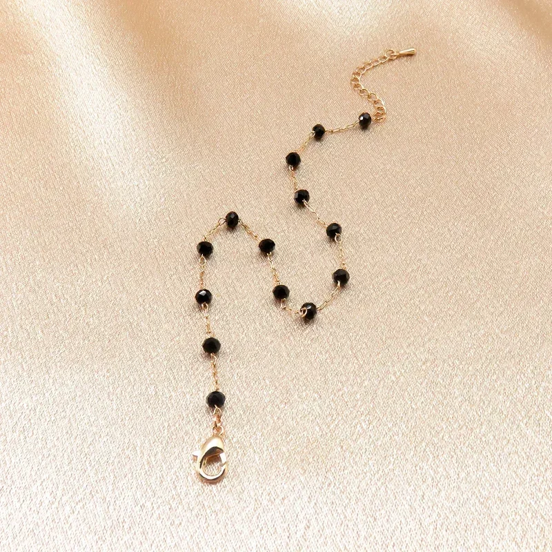 Европейский и американский популярный простой модный ретро черный браслет с бусинами и кристаллами, женский браслет, роскошная сетка, Красный темперамент