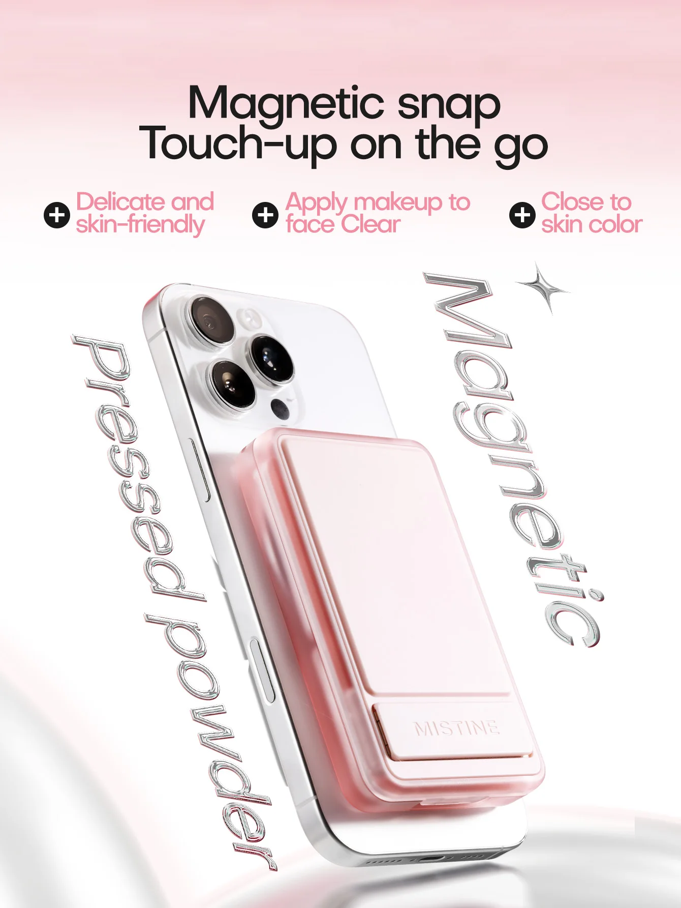 بودرة ميستين المغناطيسية تدوم طويلاً للتحكم في الزيت، بودرة سائبة فاخرة لإعداد المكياج 7.0 جرام