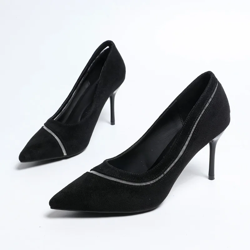 

High Heels Women's Stiletto 2026 New Summer Pointed Toe Shallow Mouth French Temperament Suede Single