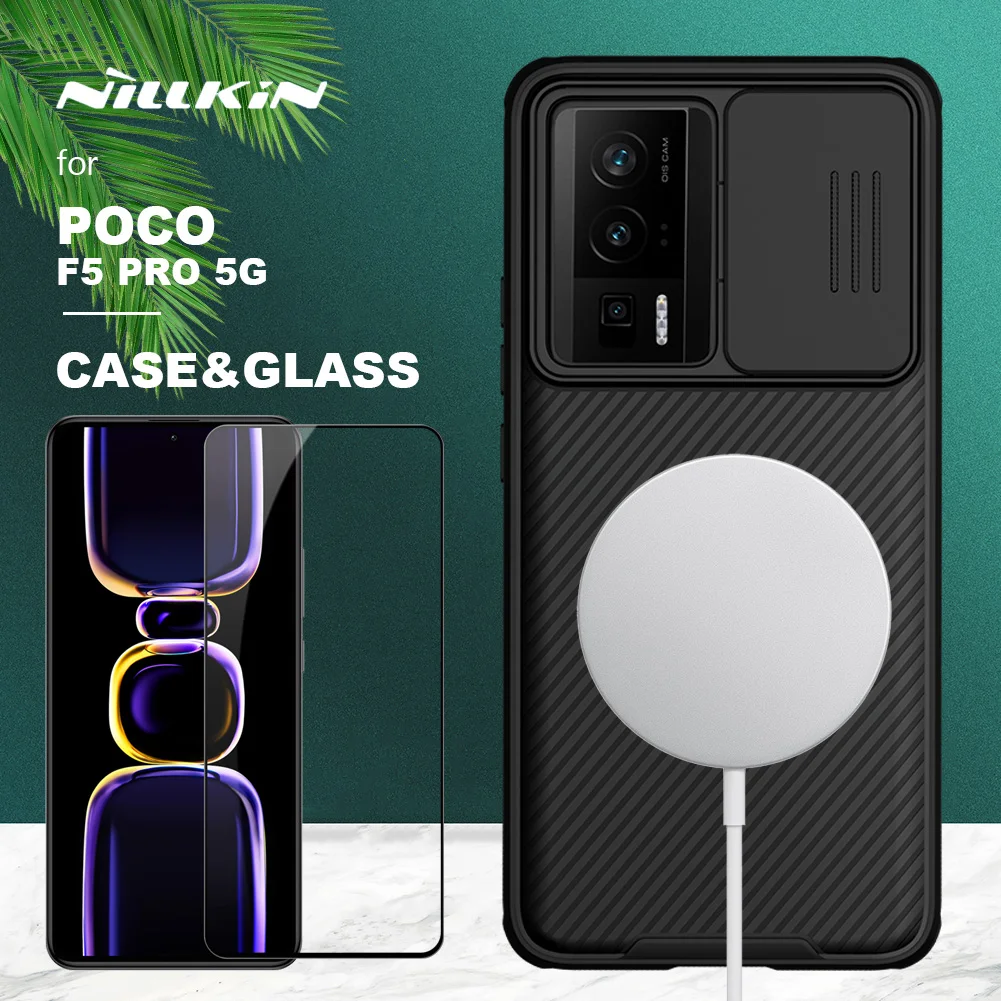 

Чехол для Xiaomi Poco F5 Pro 5G, чехол Nillkin CamShield и закаленное стекло, Магнитный чехол для задней камеры Poco F5 Pro, зеркальный чехол для объектива