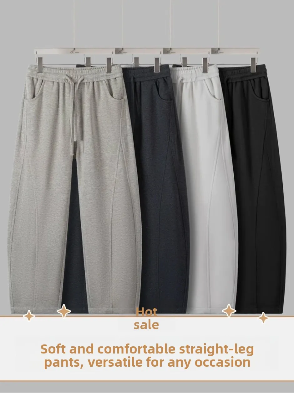 

Мужские повседневные брюки Fce с подкладкой, осенне-зимние, новые, свободного кроя, спортивные, для отдыха, прямые штанины, на резинке