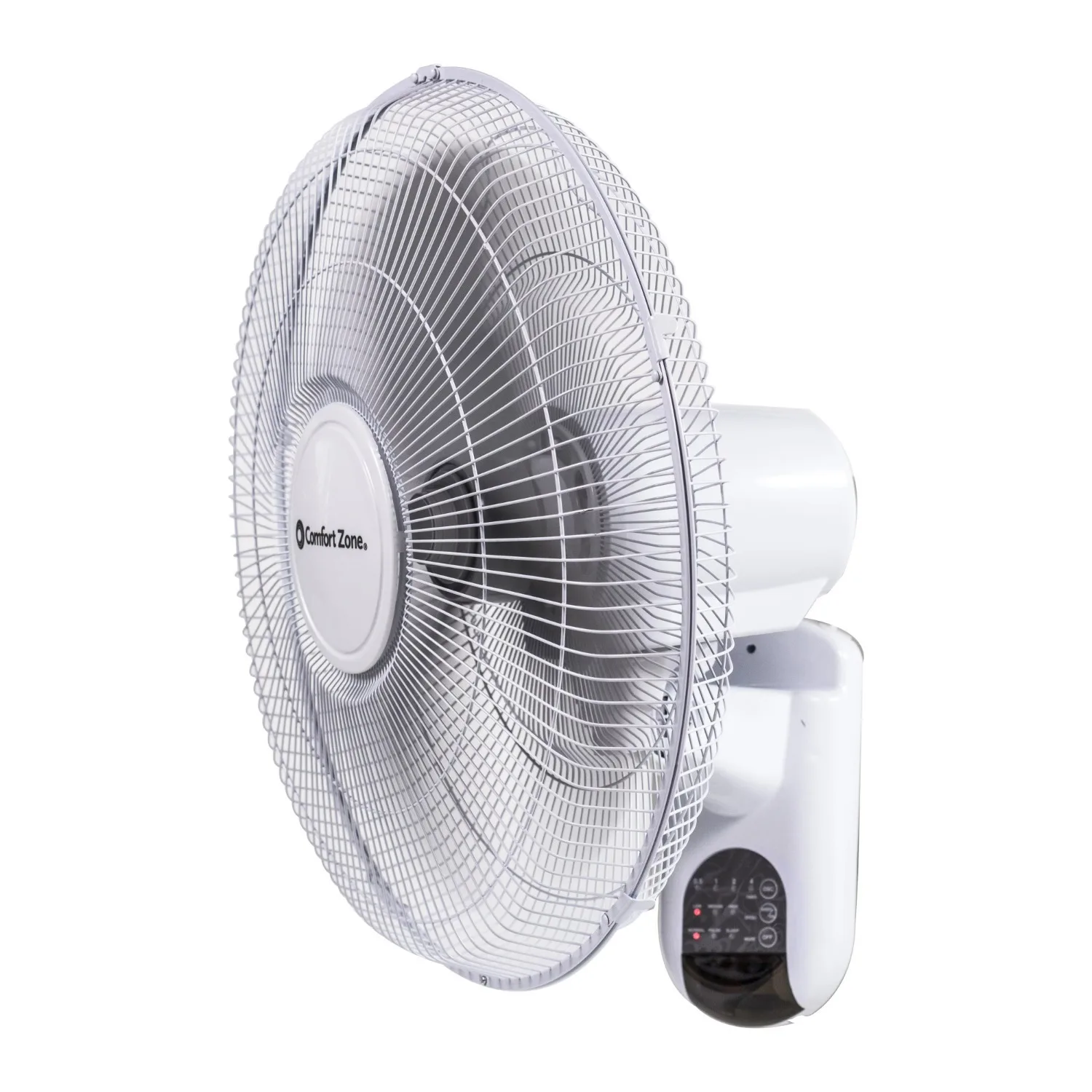 3 speed oscillating wall mounted fan with remote control, adjustable timer, white
