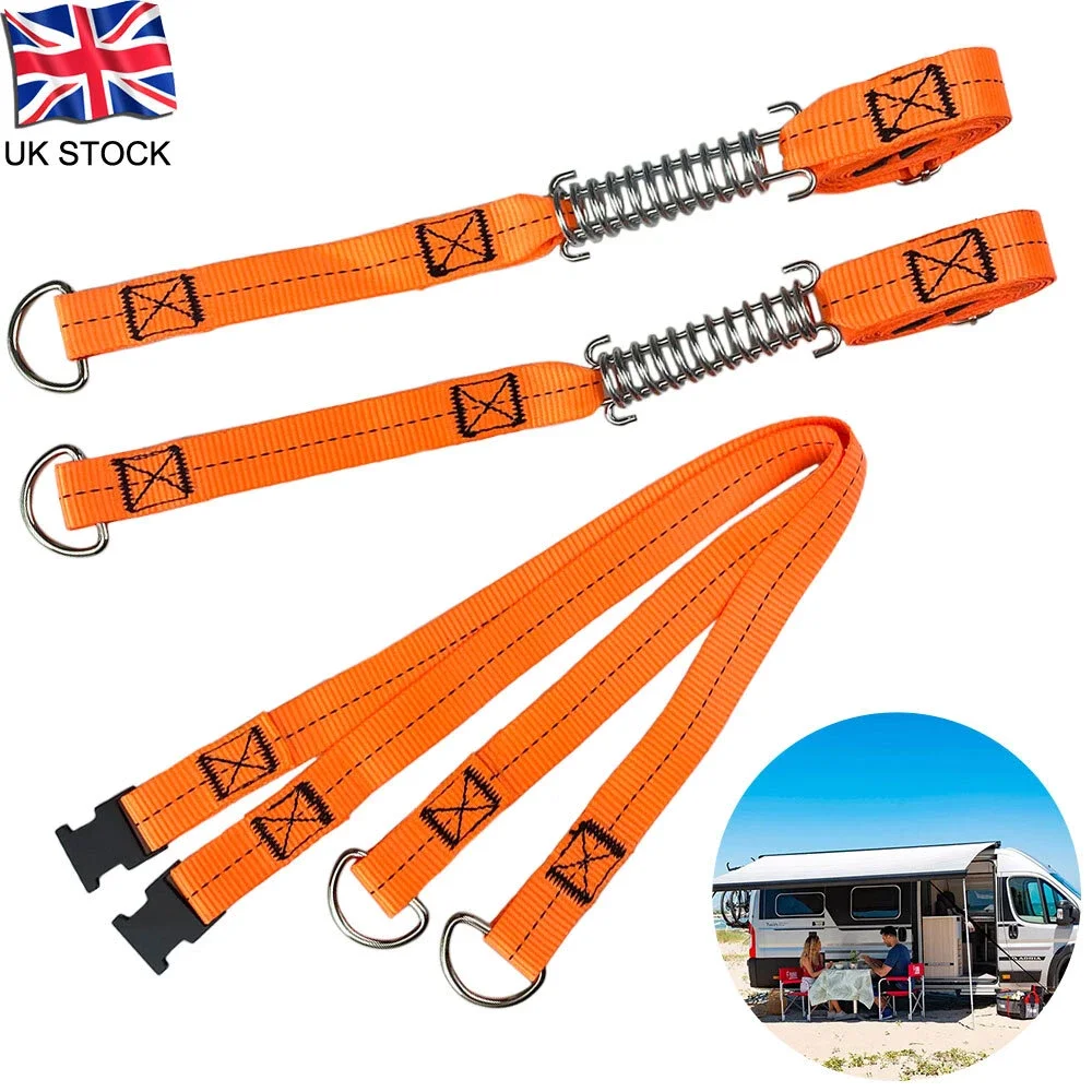 Awning Fixing Kit-Durable Straps Anti-Wind Springs & Hooks Accessories For Tent Stabilization In RV Camping Caravana