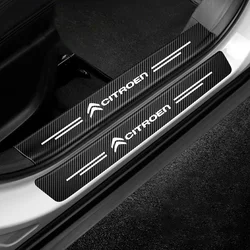 4Pcs Car Door Sill Protection Sticker Anti-scratch Carbon Fiber Door Sill Sticker For Citroen C1 C2 C3 C4 C4L VTS C-ELYSEE C3-XR