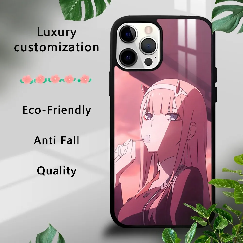 Anime DARLING FRANXX zero two Phone Case For iPhone 16 15 14 13 12 11 Pro Xs Max Mini Plus Celulares Hard Funda