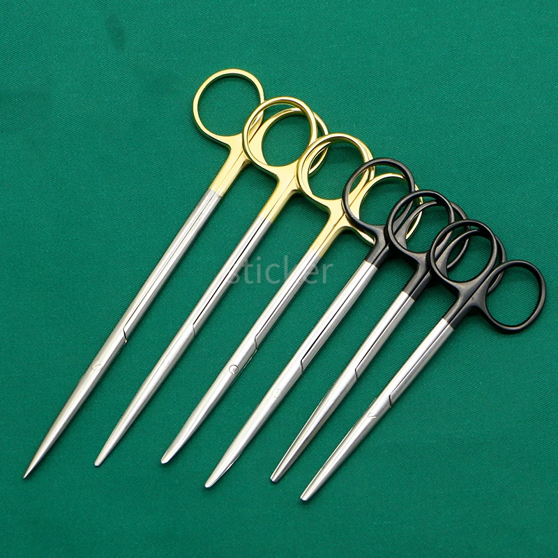 Gold Handle Round Nose Blunt Scissors Nasal Stripping Blunt Nose Scissors Line Carving Cosmetic Straight Elbow Tissue Scissors