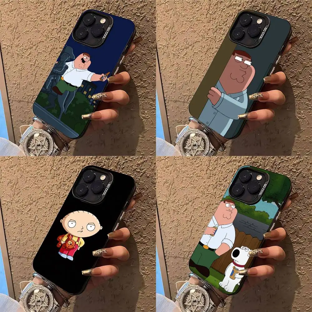 Милый чехол для телефона F-Family G-Guys для iPhone 17,16,15,14,13,12,X,8,Pro,Max,Plus,E,SE4,Air,Mini IMD, матовый черный