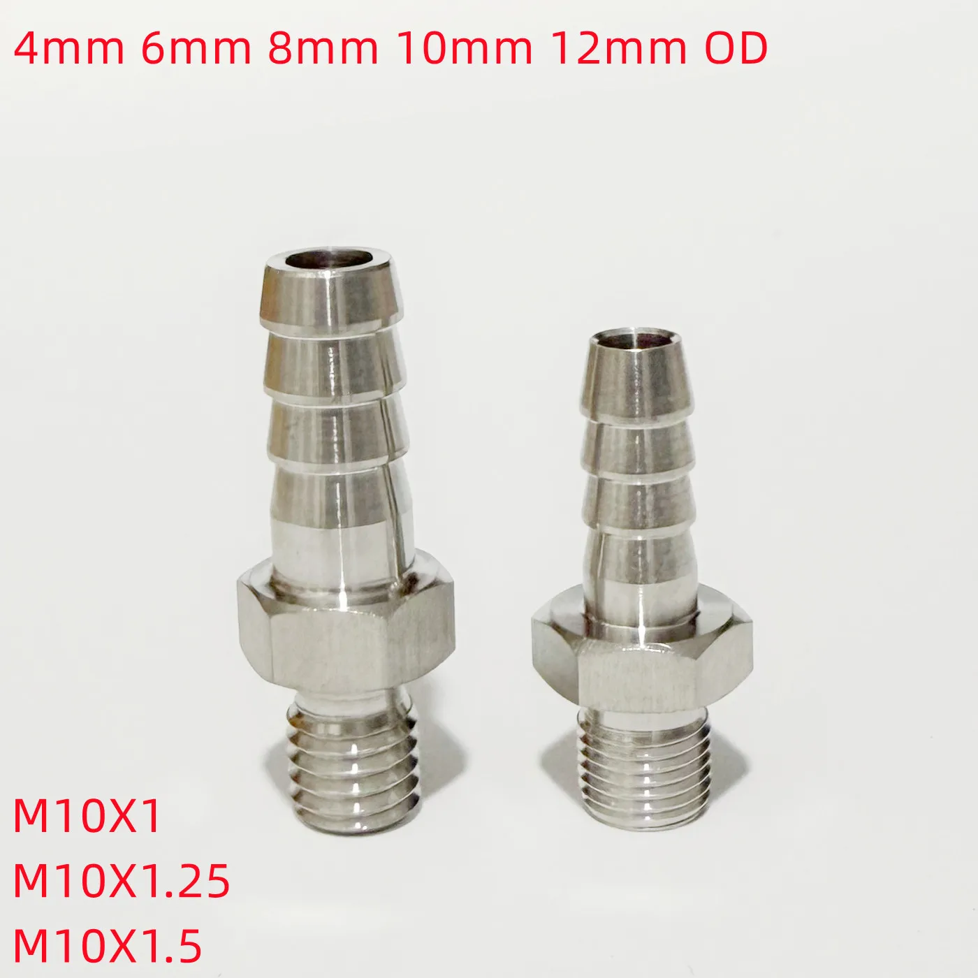 

4 мм, 6 мм, 8 мм, 10 мм, 12 мм, наружный диаметр шланга до M10x1 M10x1,25 M10x1,5, метрическая наружная резьба, фитинг для труб высокого давления из нержавеющей стали 304