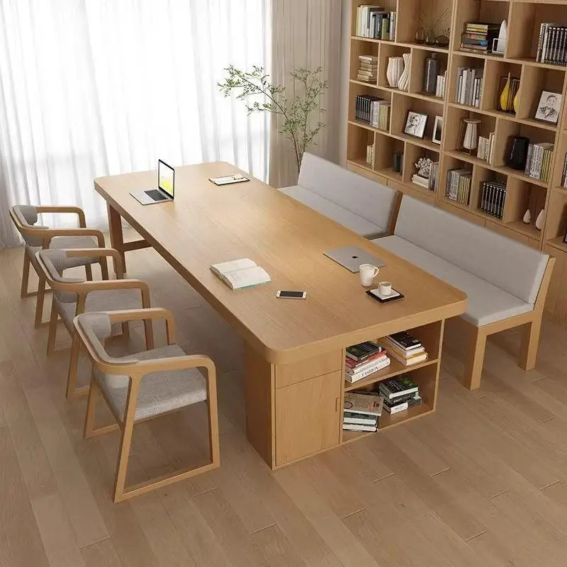 

Nordic solid wood desk, bookcase, integrated living room, study table, calligraphytable, household bedroom, study workbench