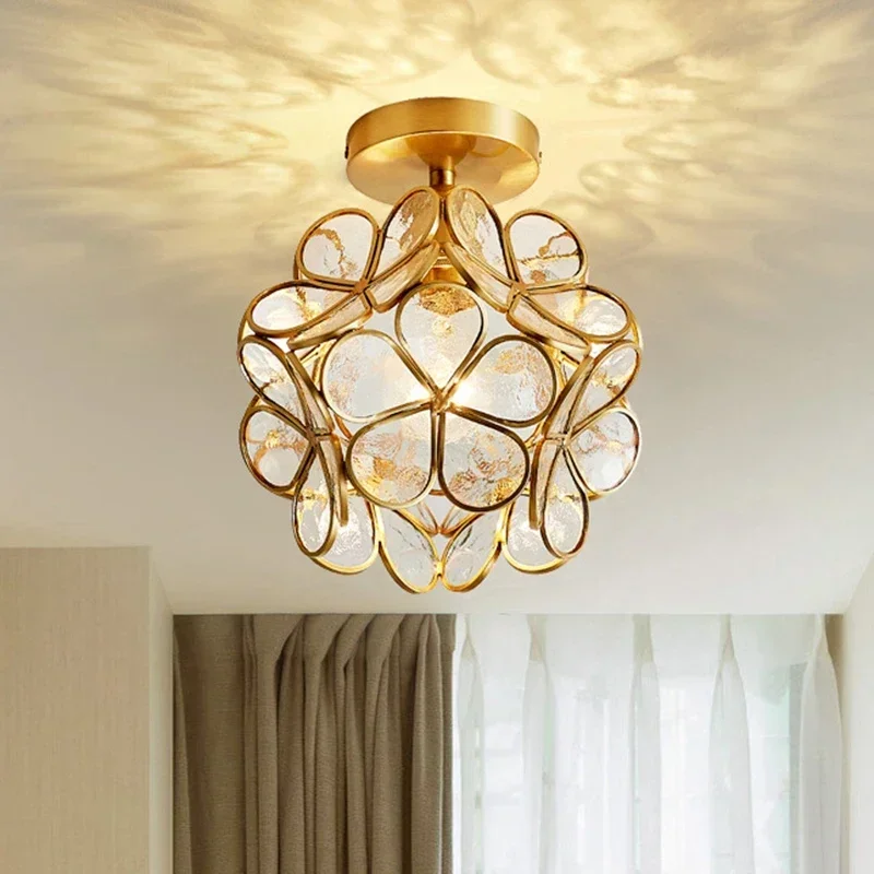 

Nordic Bedroom Living Room Ceiling Light Crystal Modern American Balcony Lights Aisle Door Corridor Decorative LED Lamps