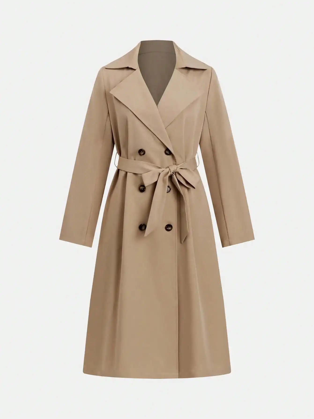 

Autumn and Winter New Women's Modern Temperament British Style Double Breasted Waist Long Trench Coat