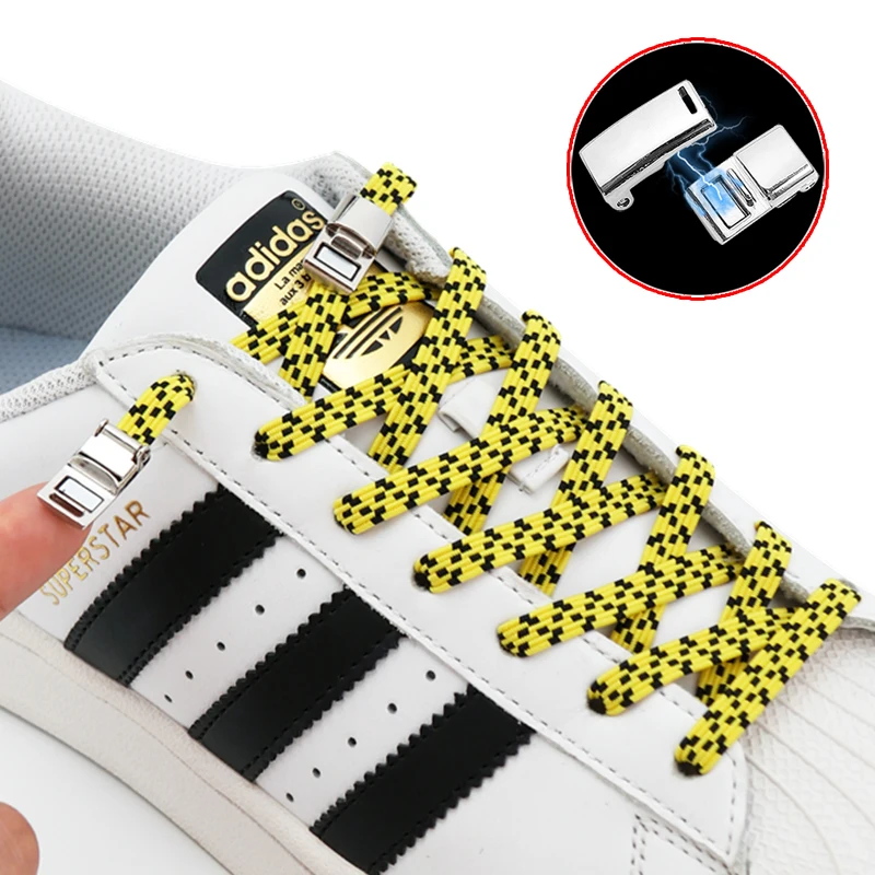 Elastic Shoe Laces Magnetic Metal Lock Lazy Shoelaces Flat Easy Installation Easy To Remove No Tie Shoelace Unisex 1Pair