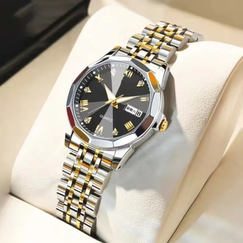Top Brand Women's Watches Elegant Rhombus Mirror Original Quartz Ladies Watch Stainless Diamond Wrist Watch for Women
