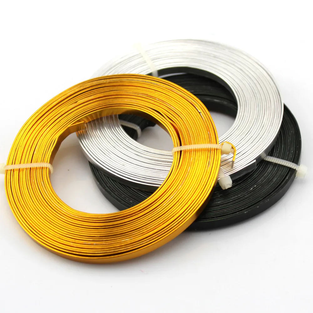 5Meters/roll 1x5mm Flat Color Aluminum Strip Handmade Crafts Metal Wire for Jewelry Making Diy Bracelet Accessories Black Golden