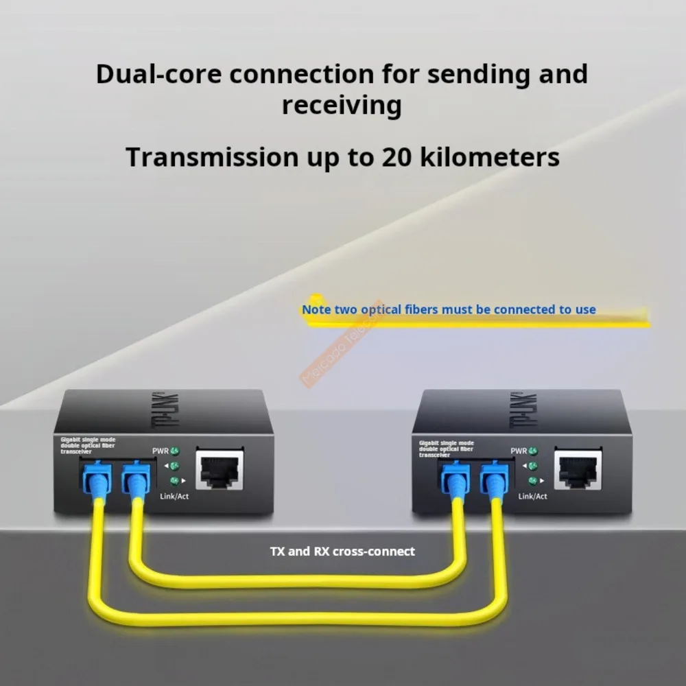 TP-LINK Gigabit Single-Mode Dual-Fiber Optical Fiber Transceiver 20 Kilometers, 2SC+1GE, Wavelength:1310Nm, TL-FC312-20