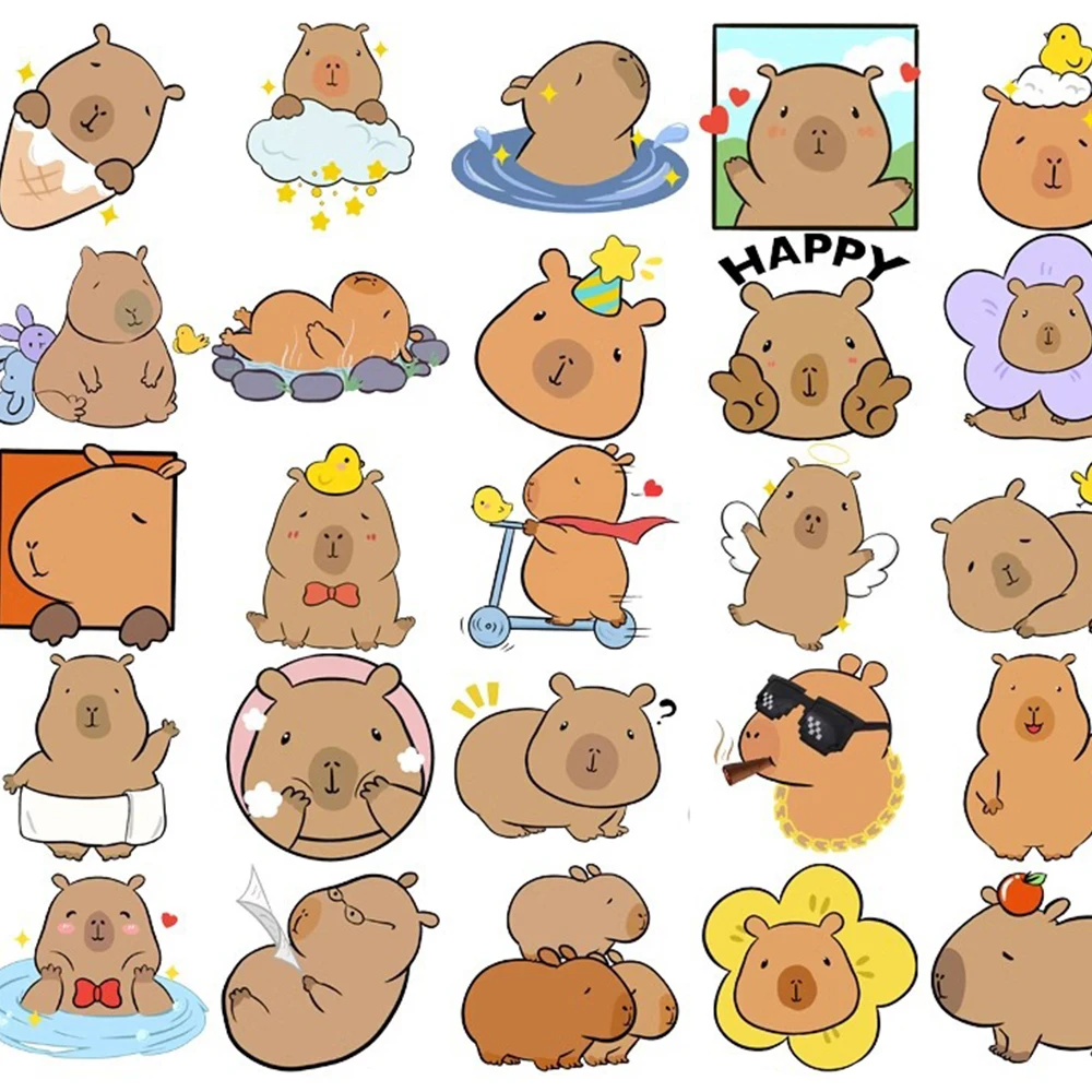 10/30/50 Stuks Cartoon Dier Capibara Stickers Decoratie Decals Diy Telefoon Notebook Koffer Schattige Kid Sticker Speelgoed Groothandel