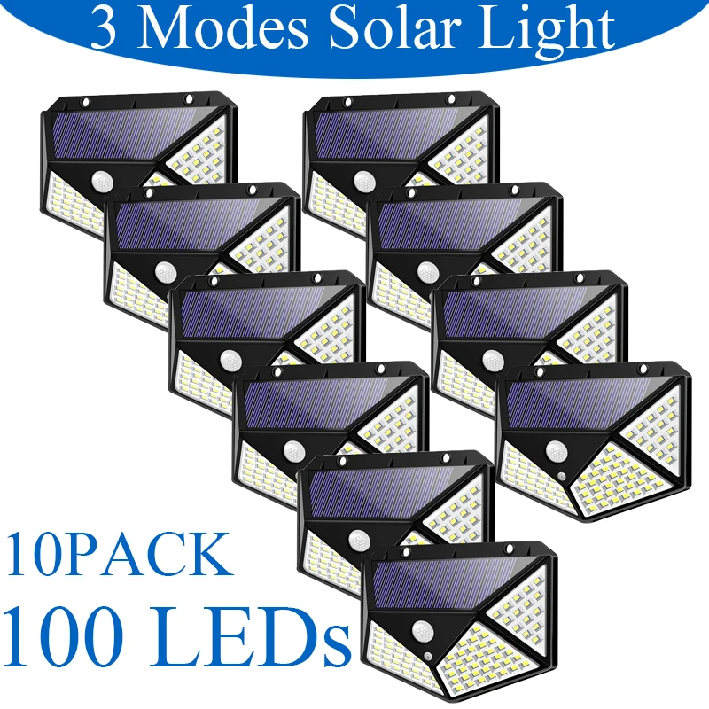 

3 Modes 100 LEDs Solar Light PIR Motion Sensor Light Control LED Lighting Outdoor Waterproof Lamp for Pathway Garden