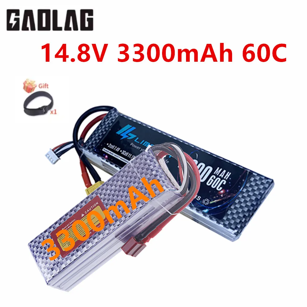 

Аккумулятор LiPo 4S 3300 мАч 60C 14.8В для радиоуправляемых FPV-дронов и квадрокоптеров с разъемами XT60 и Deans