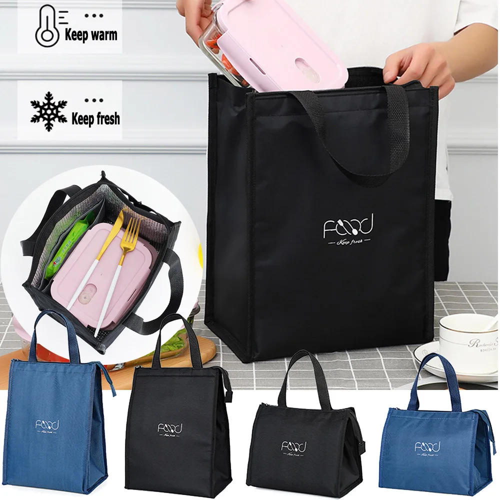 Unisex Portable Food Storage Box Handbags Thermal Insulated Hand Zip Cooler Bags Picnic Bag Food Tote Lunch Bags