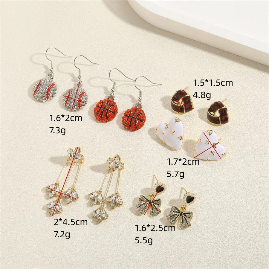 Hot-selling bow flower rhinestone earrings, independent station triangle love drip earrings jewelry