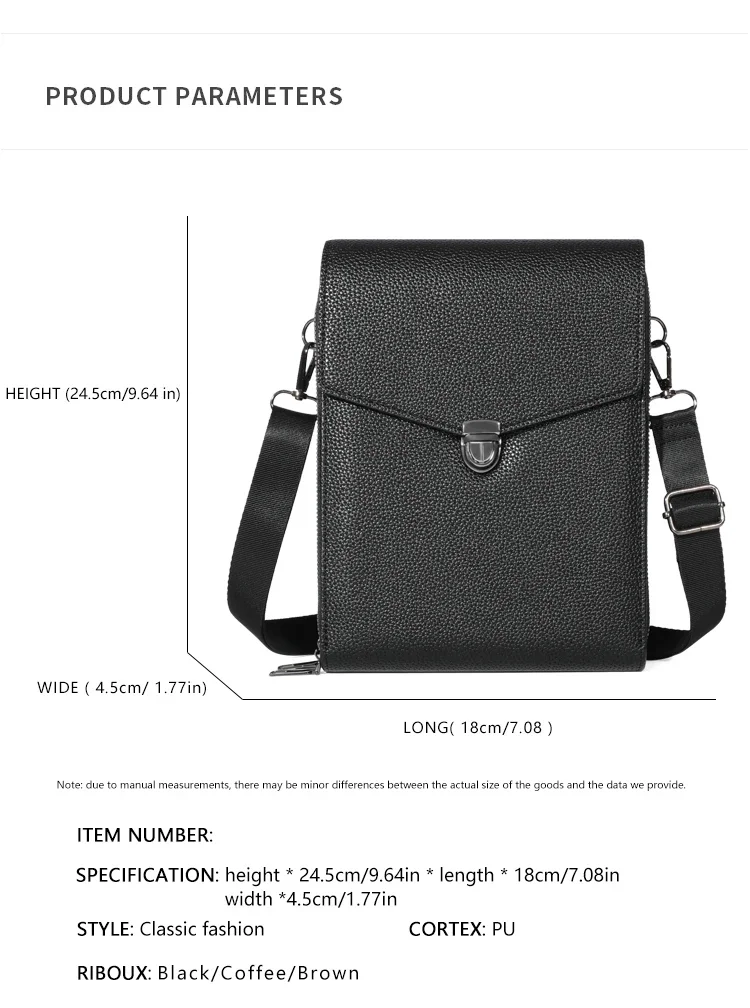 Doppellagige Umhängetasche, neutrale Business-Geldtasche, Umhängetasche aus PU-Leder – Detail 4