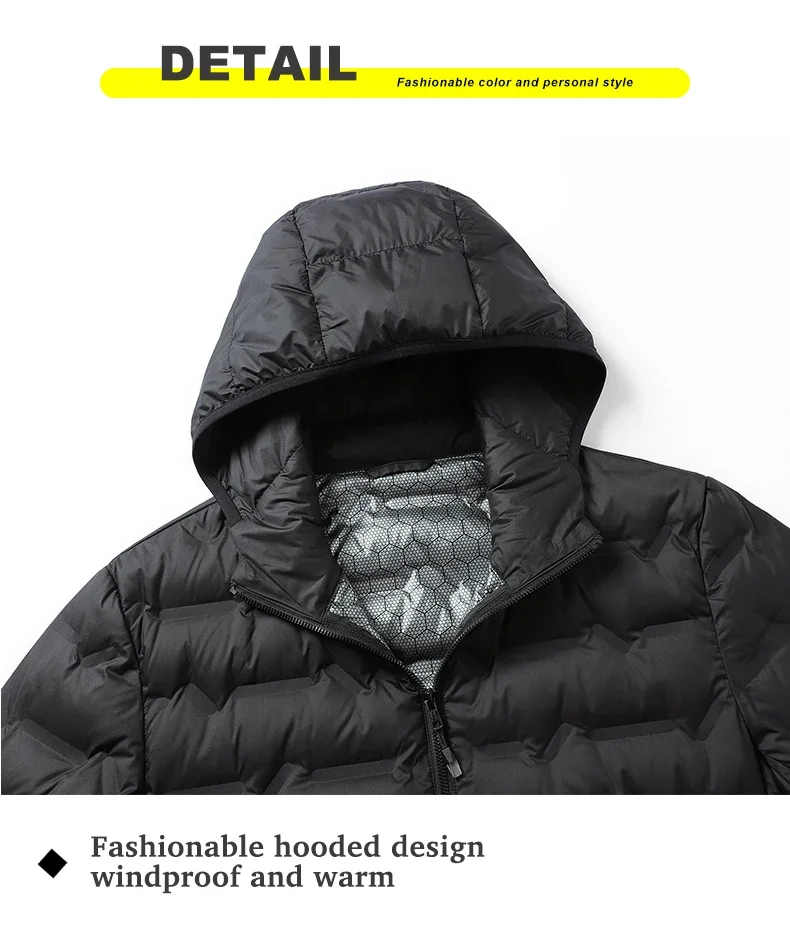Lightweight Men Winter Down Duck Jacket Hooded Padded Coat Male Graphene Warm Fishing Autumn Puffer Designer Feather Parka Grey