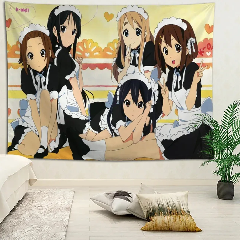 K-On! Maid Tapestry Cute Anime Girl Design 2D Flat Perfect for Kawaii Decor Bedroom Wall Styling and Photo Backdrops