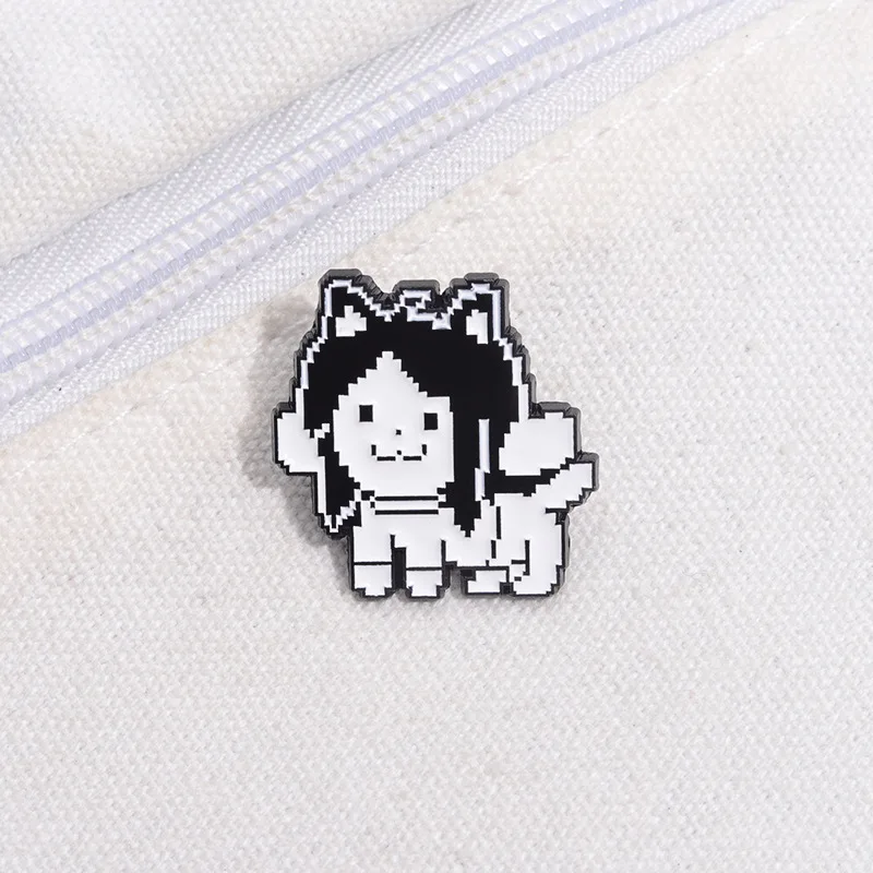 Retro Pixel Art Temmie Enamel Pin Undertale Game Character Metal Brooch Kawaii Cartoon Lapel Badge For Clothing Bags