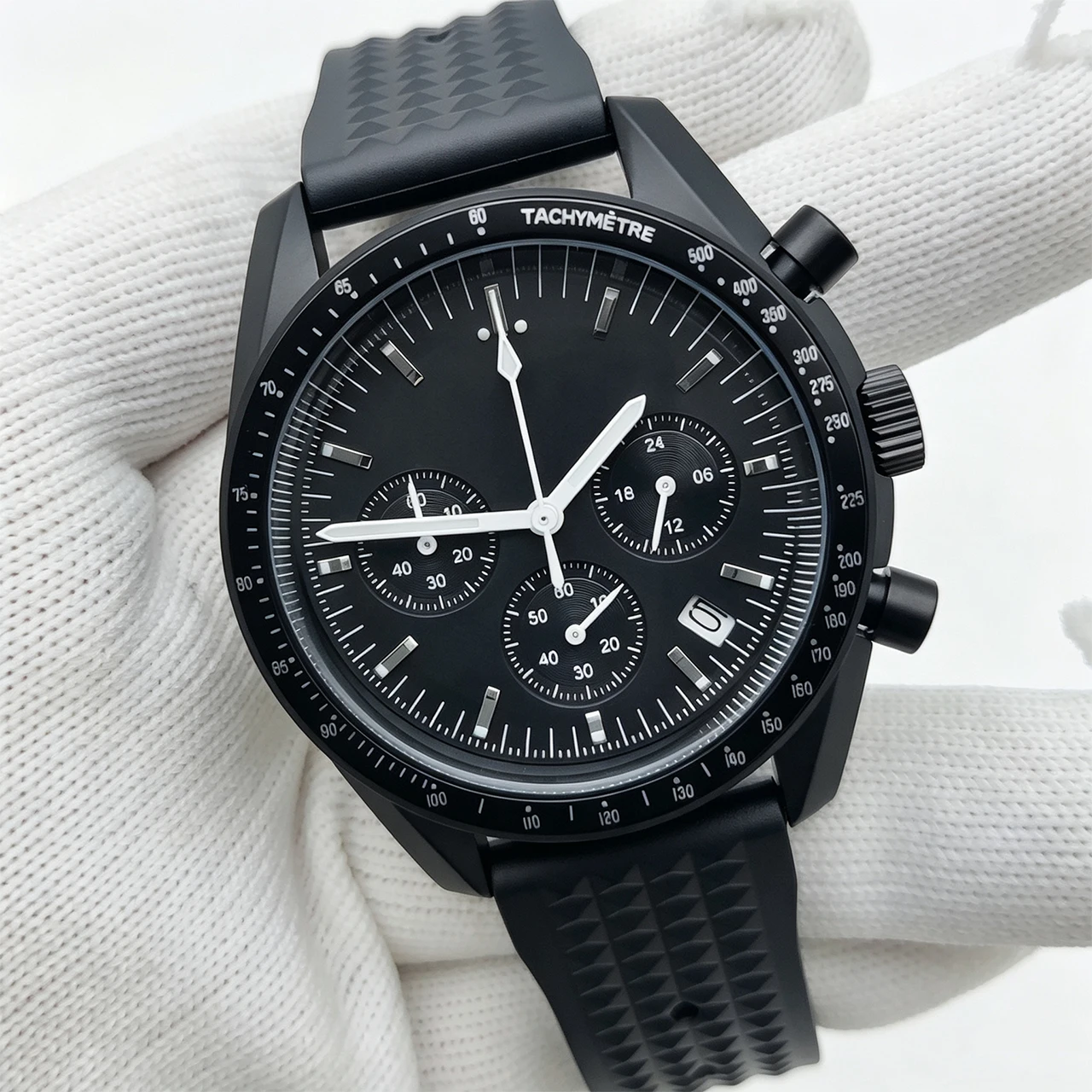 VK63 Chronograph Men's Sports Watch, Stainless Steel Case Rubber Strap Luminous Dial Solid Back, Hot Sale Urban Casual