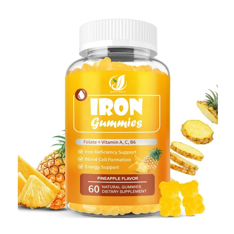 Pure Vegetarian Iron Supplement Gummies Suitable for Adults - Containing Vitamin A, C, Zinc - Health and Energy Support