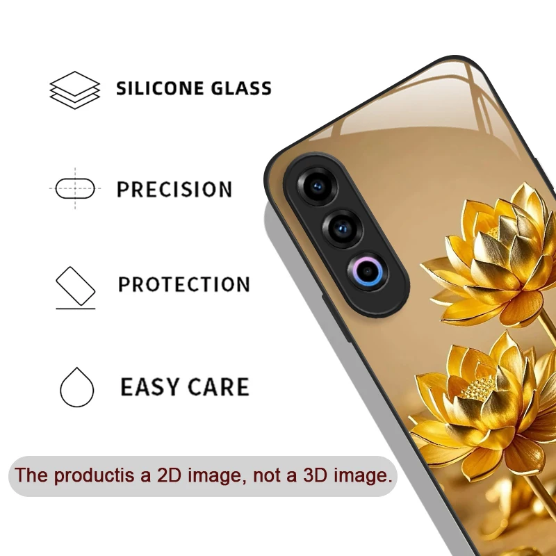 الإبداعية الذهبي لوتس زهرة نمط الزجاج المقسى جراب هاتف ل OnePlus 13R 12 11 10 Pro ACE2 ACE3 Nord CE4 3 2 لايت 5G غطاء