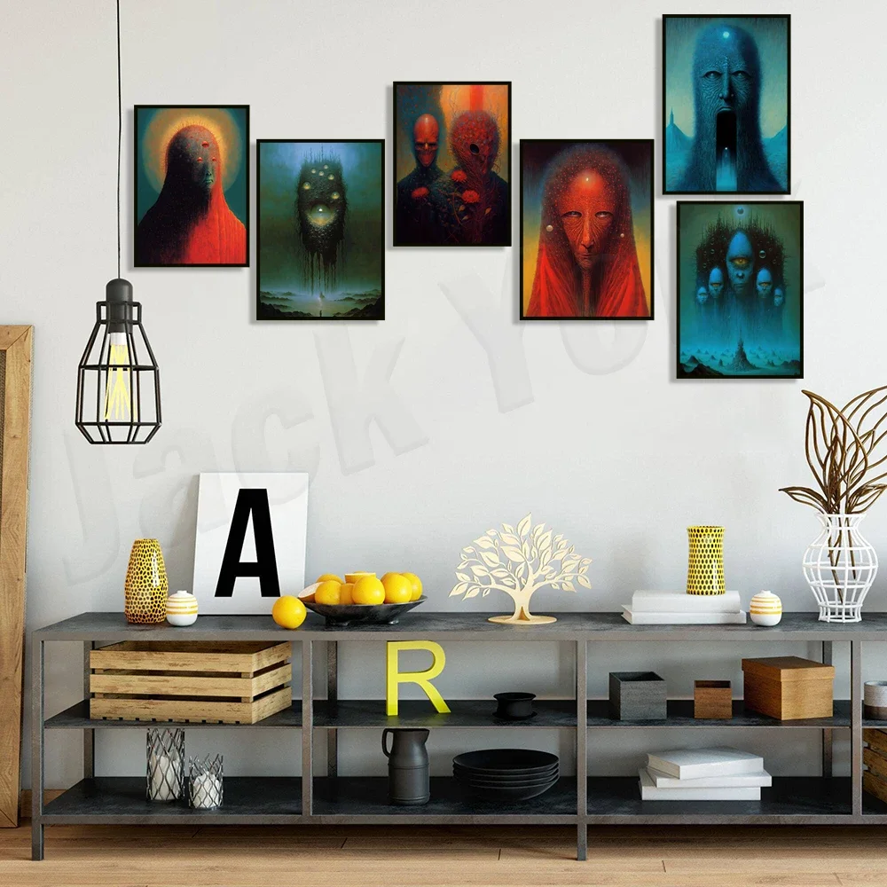 ملصق Zdzislav Beksiansk، فن تلميع، عين الحكم، طباعة فنية سريالية، طباعة فنية قوطية داكنة، ديكور منزلي غامض #3