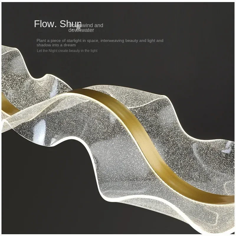 Lampu gantung Led gelombang desainer Nordik emas akrilik untuk meja ruang makan dapur kantor lampu gantung perlengkapan pencahayaan dekorasi rumah