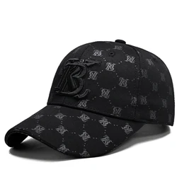 Hat men's version tide printing embroidery men's baseball cap summer all-black all-match street tide brand peaked cap men