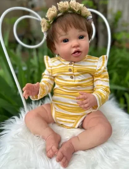 DLS Limited Supply 24inch Reborn Baby Lottie With Hand-Rooted Hair Already Finished Doll With Different Dress